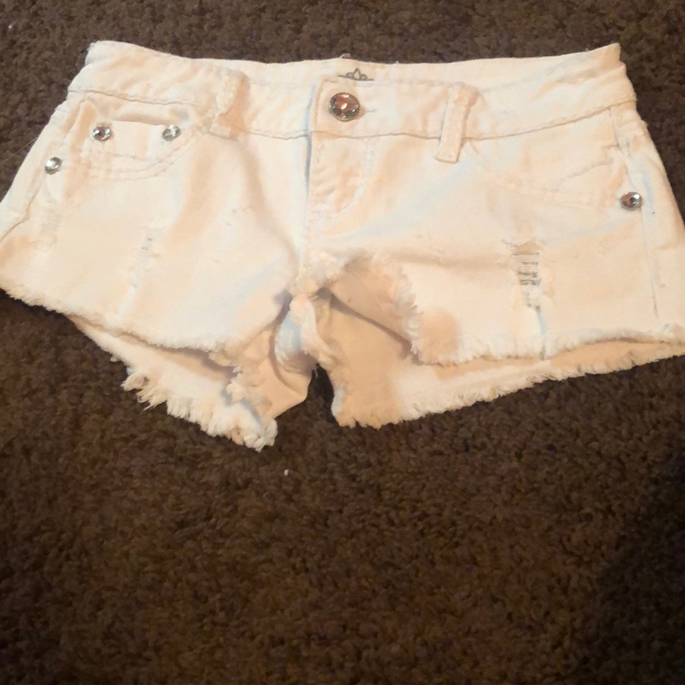 Embellished White Jean Shorts